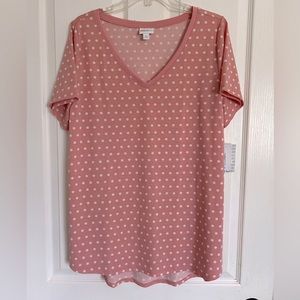 Lularoe Christy V neck tee polka dot print XL. Great for spring!